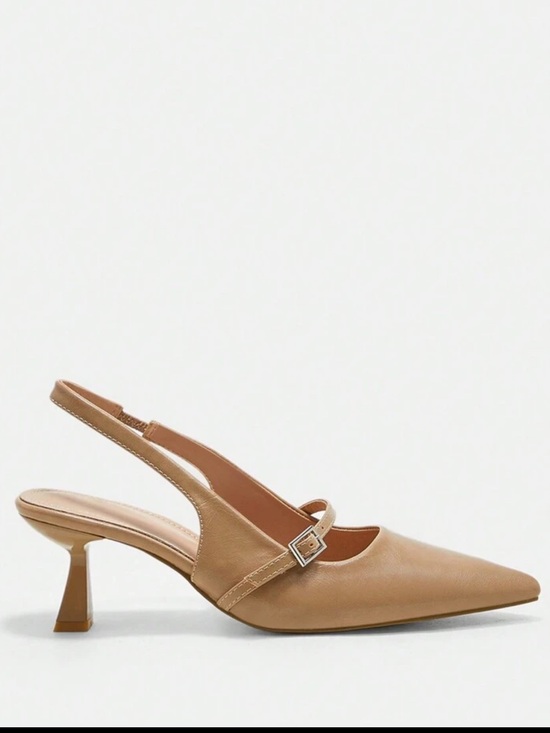 Shoes - Taupe tan faux leather Slingback Pointed-Toe heels